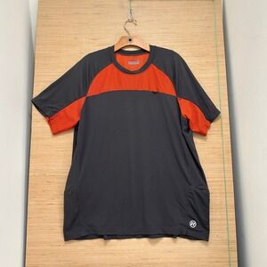 Novara Mens XL Cycling Jersey Charcoal Orange Mesh Back Zipper Pockets